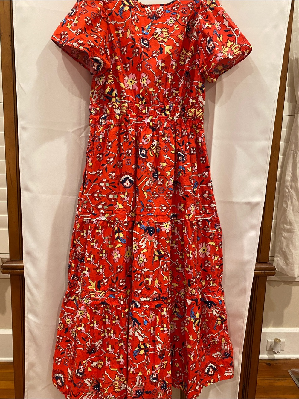 Anthropologie Red Floral Tiered Maxi Dress with Multicolor Print - Picture 5 of 6